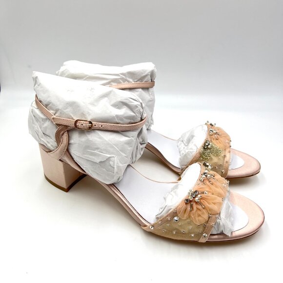 Badgley Mischka Womens Size 11 Blush Pink Jeweled Dress Sandals Heels Shoes